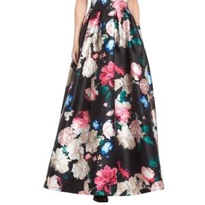 Eliza J Floral Maxi Skirt - Black, Pink, Blue